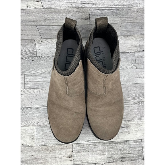 Hey Dude Scott Suede Fossil Men Chelsea Boots Size 10 Slip On Brown 112384962